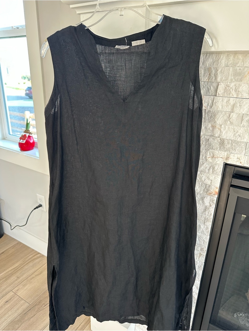 CP Shades Black Sleeveless Linen Tunic Dress. Size s